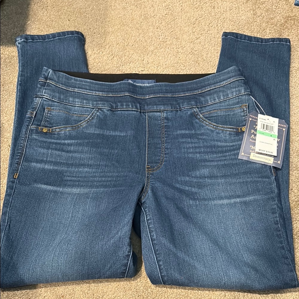 Democracy pull on glider “Ab”solution Women's Ankle Length Blue Jeans